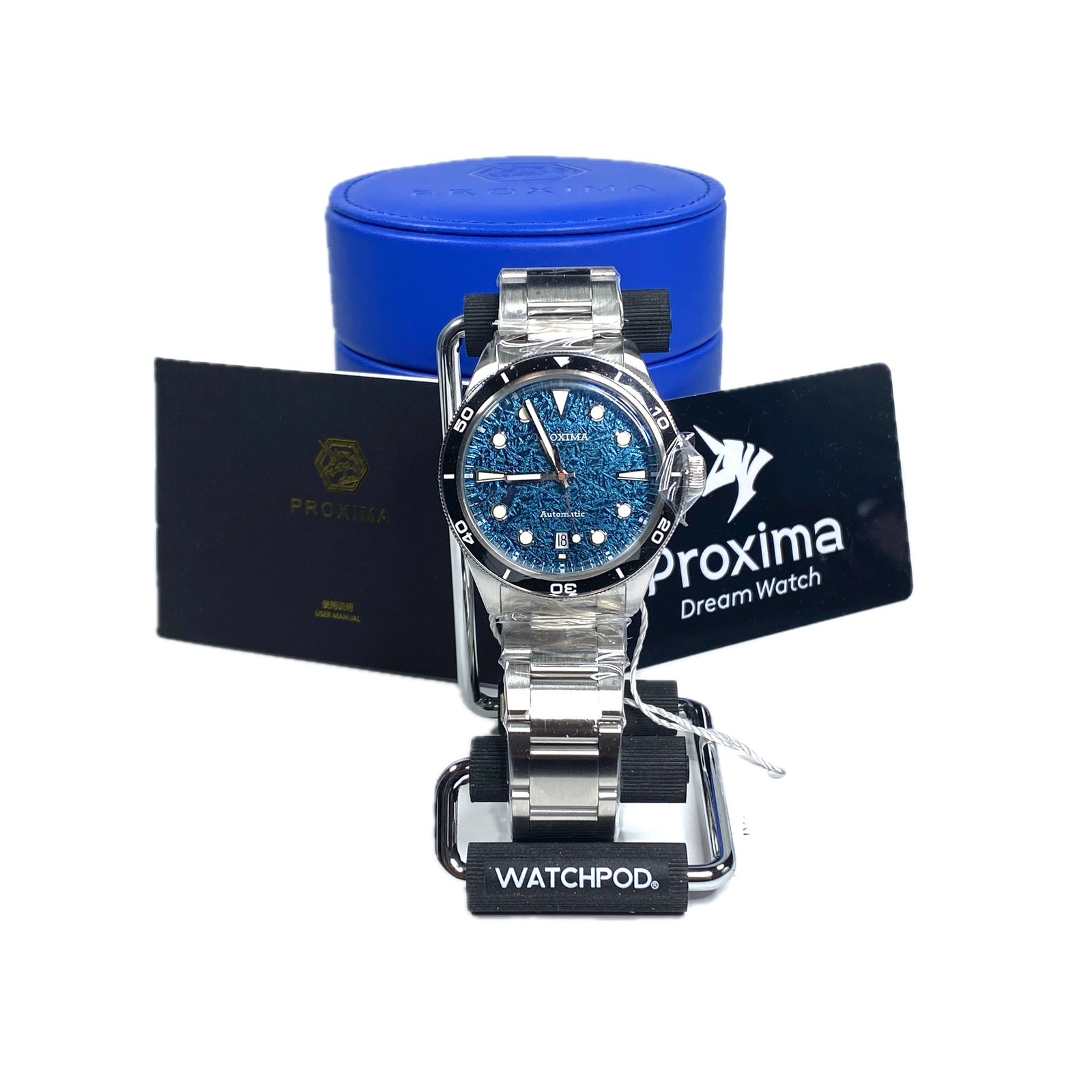 Proxima PX1697-2BN Diver Watch 39mm Ice Flower Texture Dial PT5000 Automatic NWT