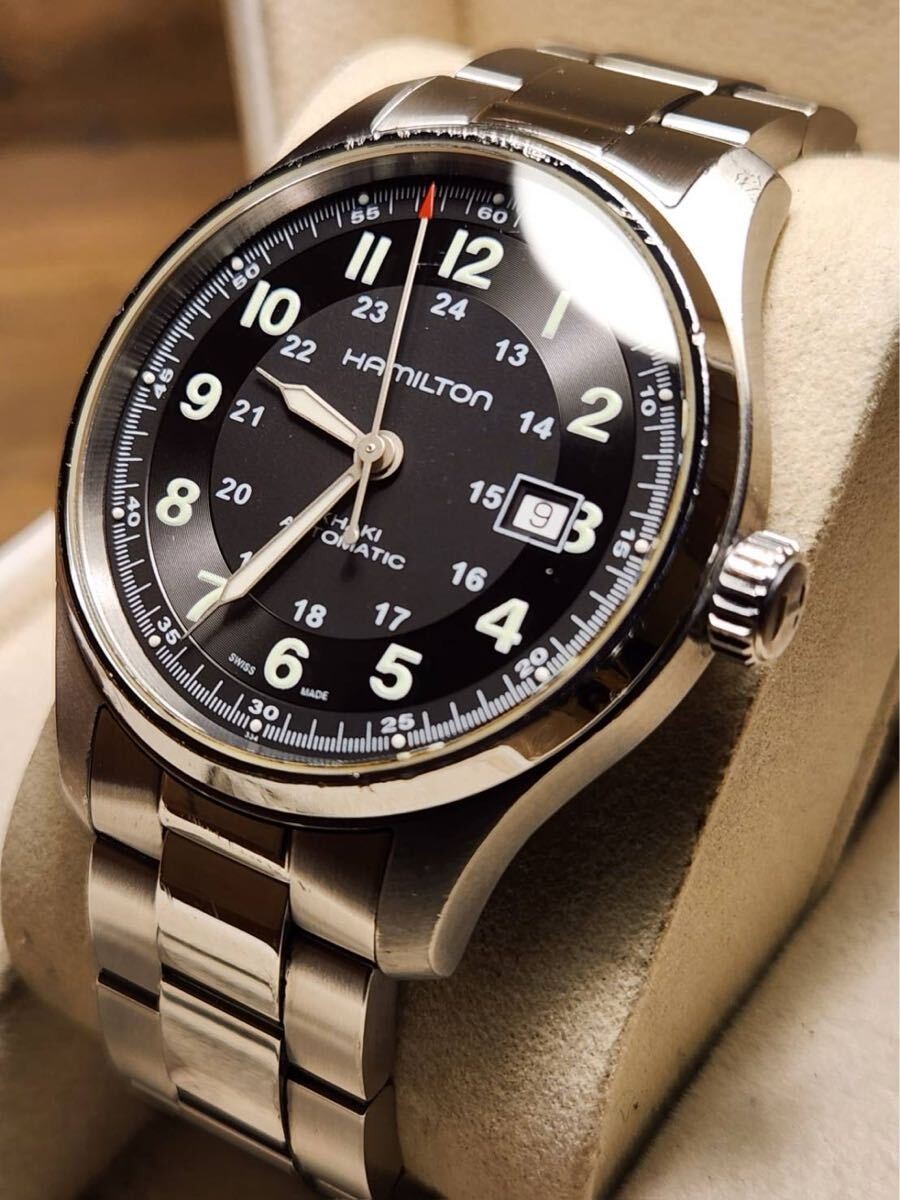 Hamilton Khaki Titanium Automatic Jazzmaster Watch Box Booklet Black Date Round