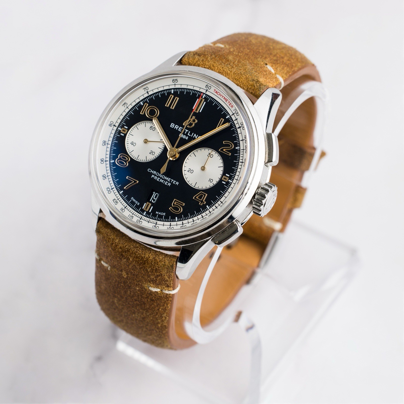 Breitling Premier B01 Chrono Norton SS auto 42mm Strap Watch AB0118A21B1X2