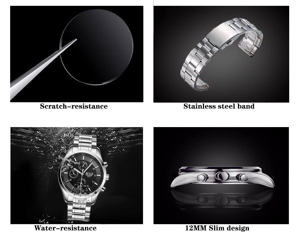 Analog Mens Watch(No Chronograph), 40mm Easy Read Auto Date and Day Stainless…