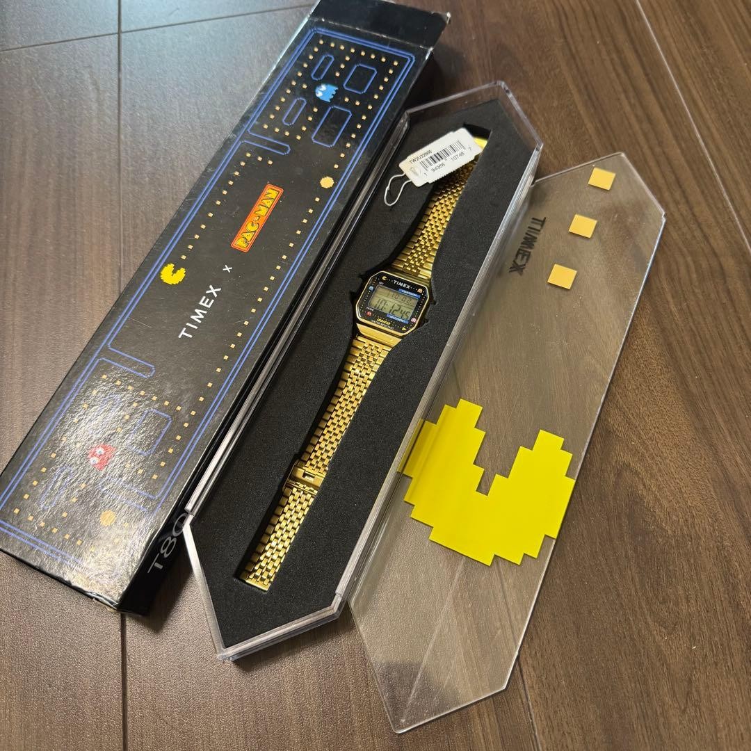 NEW 34mm TIMEX x PACMAN T80 Digital Watch TW2U32000 Gold