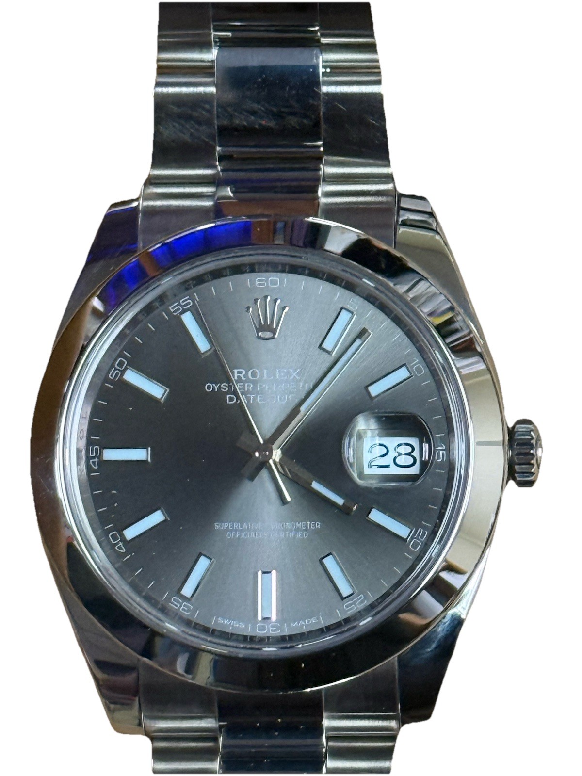 Rolex Datejust 126300 Silver Oyster Bracelet with Silver Bezel