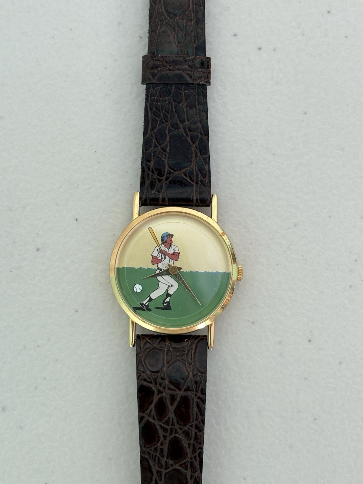 Vintage 1980s Baseball Mystery Dial Watch Moving Ball Second Hand Quartz Novelty