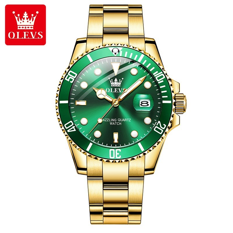 OLEVS Men’s Quartz Watch Stainless Steel Band Waterproof Luminous Wristwatch