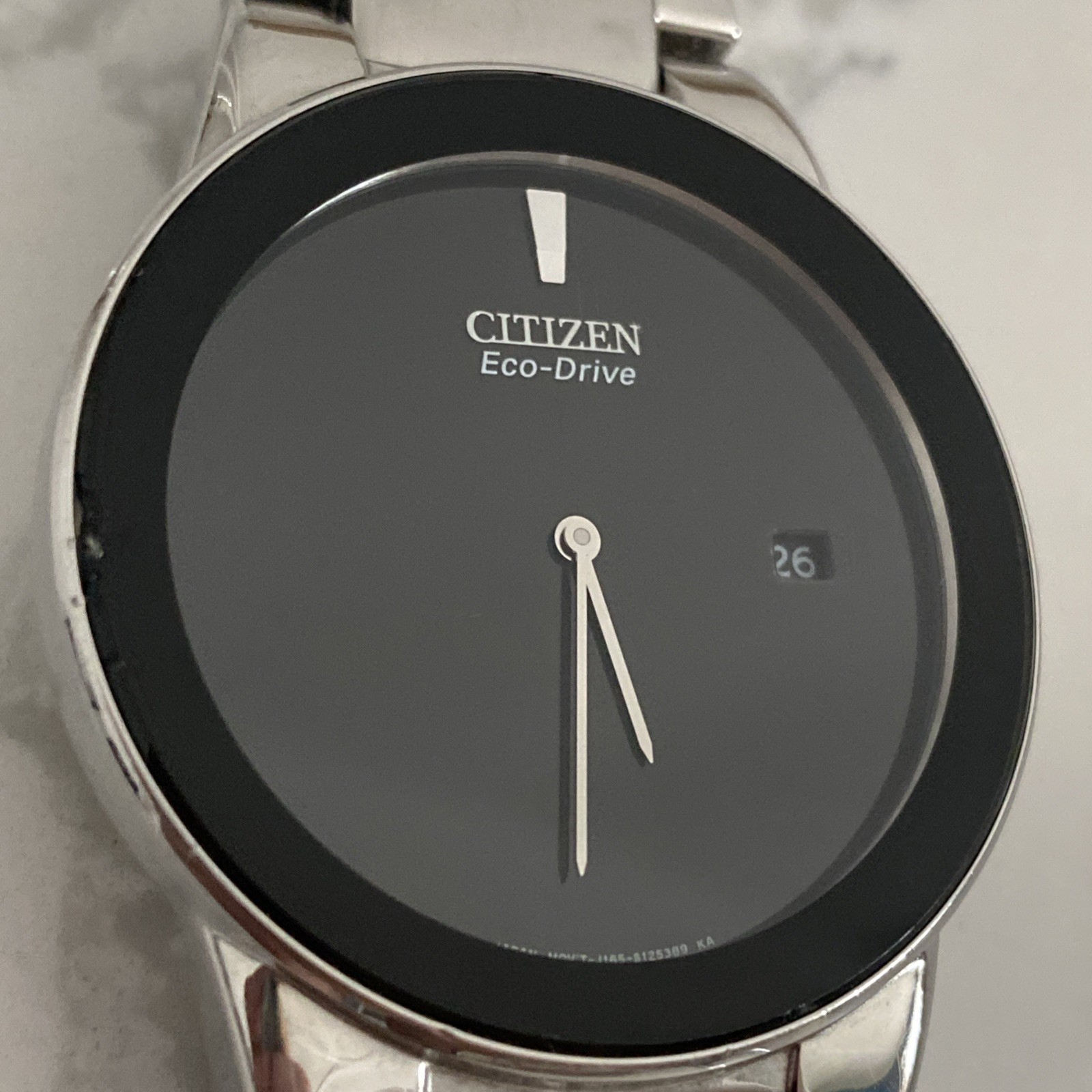 Citizen Axiom AU1060-51E Eco drive Stainless Silver tone Modern Sleek Watch