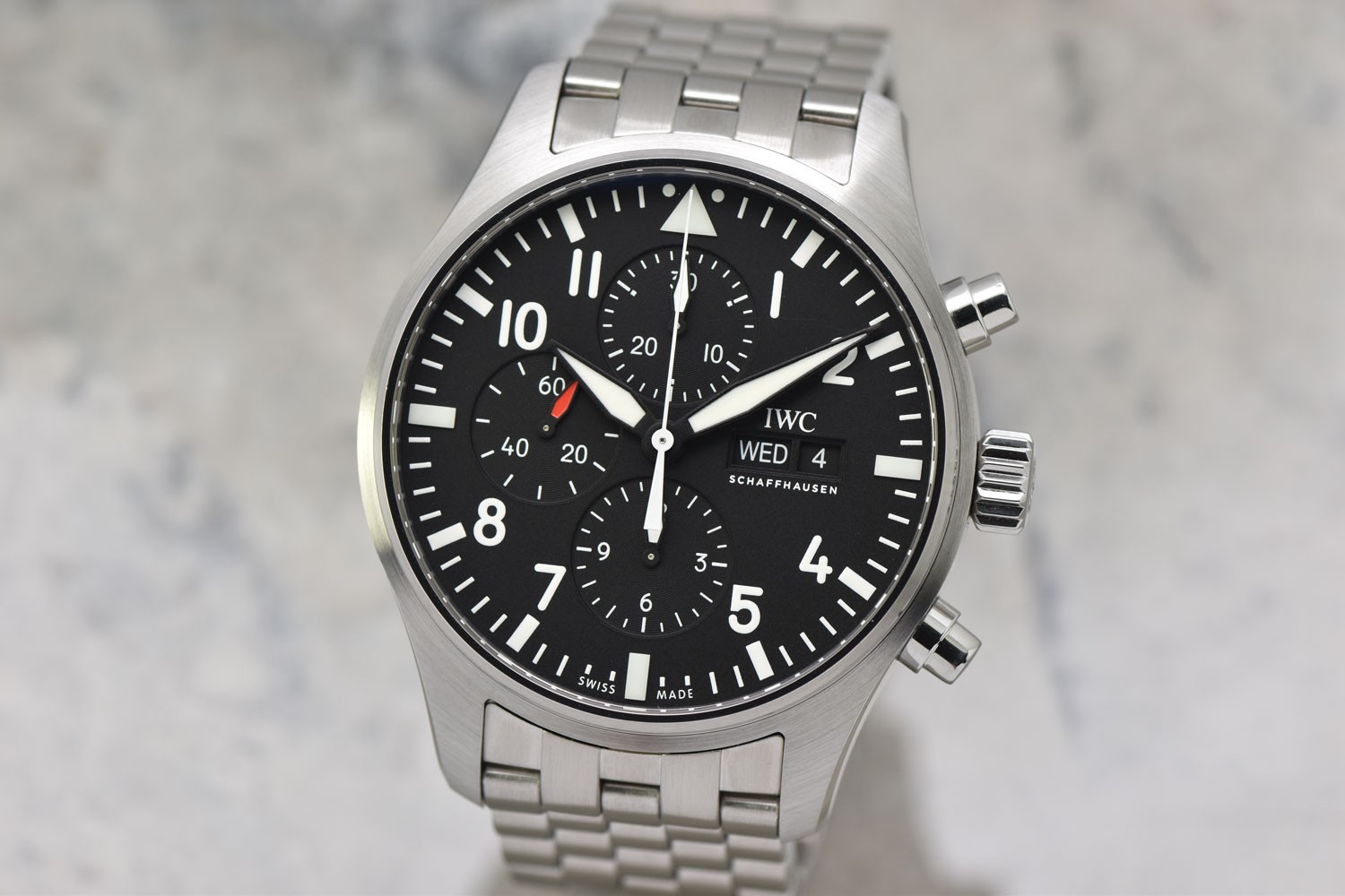 2021 IWC Pilots Chronograph Day Date Steel Black Dial 43MM IW377710