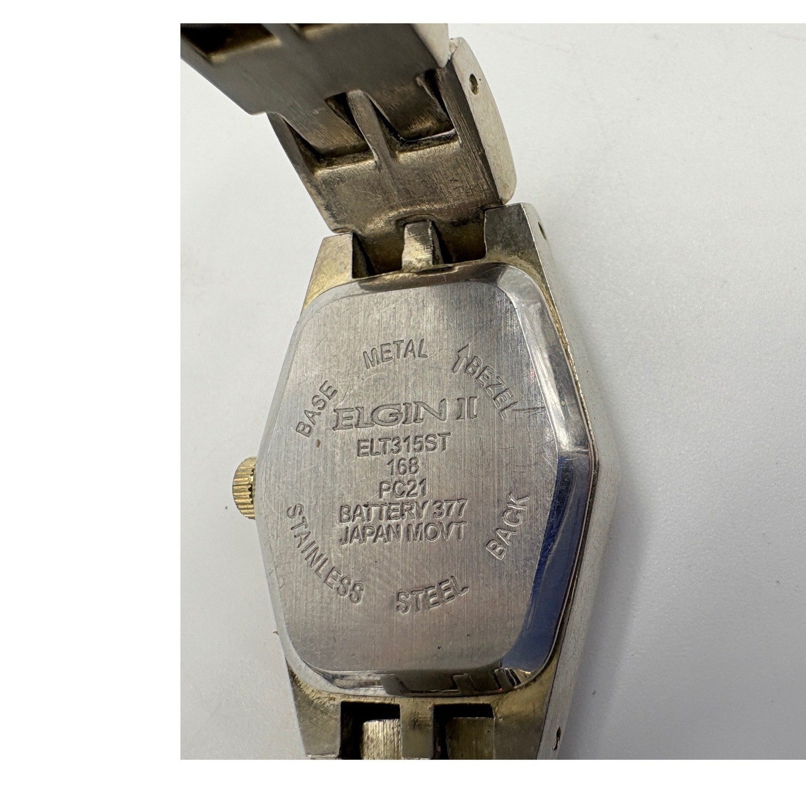 Elgin II Women’s Hexagonal Crystal Bezel Mother of Pearl Dial Watch