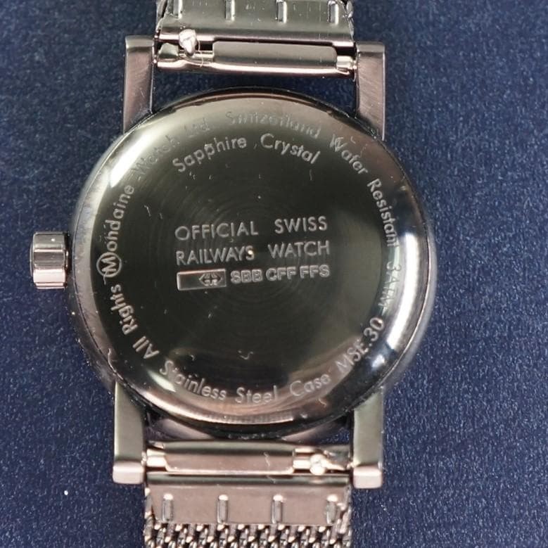 Mondaine MSE.30 Black Quartz Watch New Band Battery Japan 07717