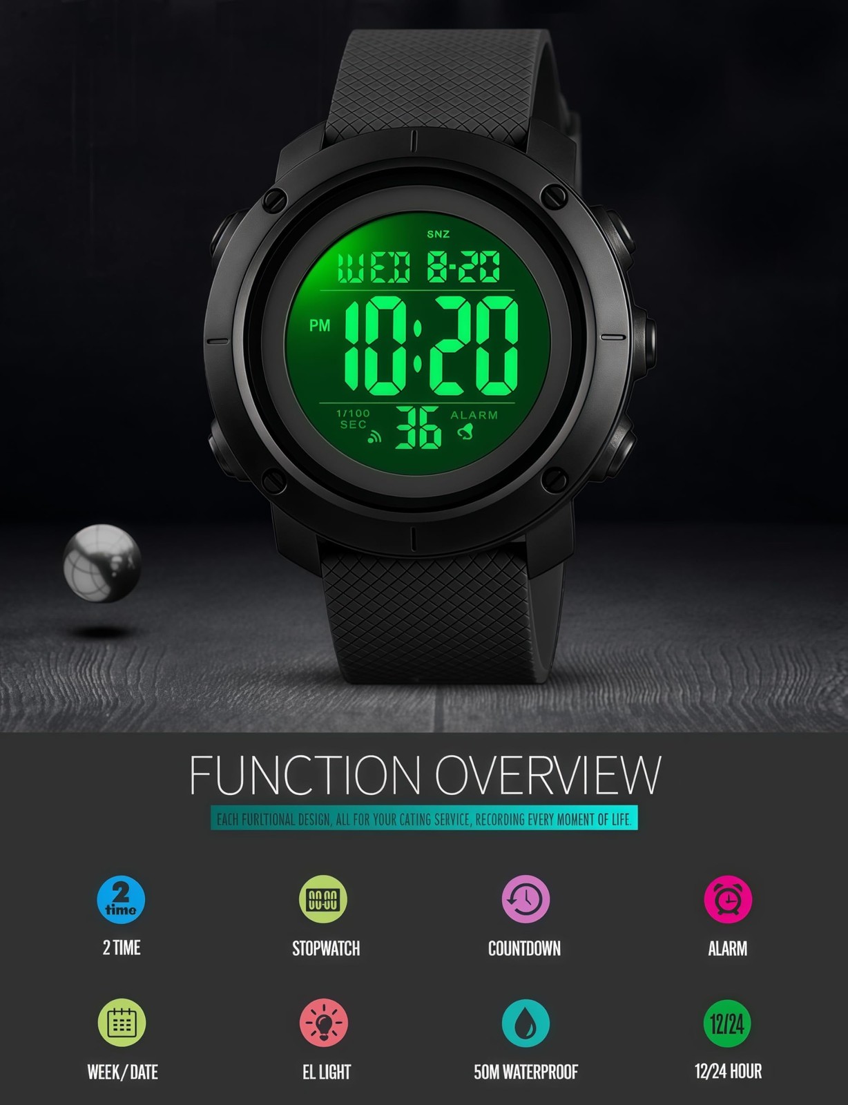 OLAZONE Big Boys Digital Watch Sports Teen Waterproof Military Back Light Wat…
