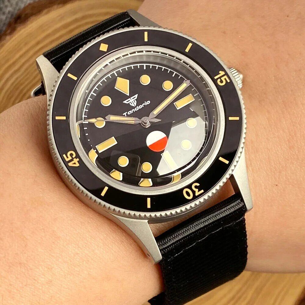 50-Fathoms 40mm Tandorio Retro Watch Men C3 Luminous Ceramic Bezel NH35 PT5000