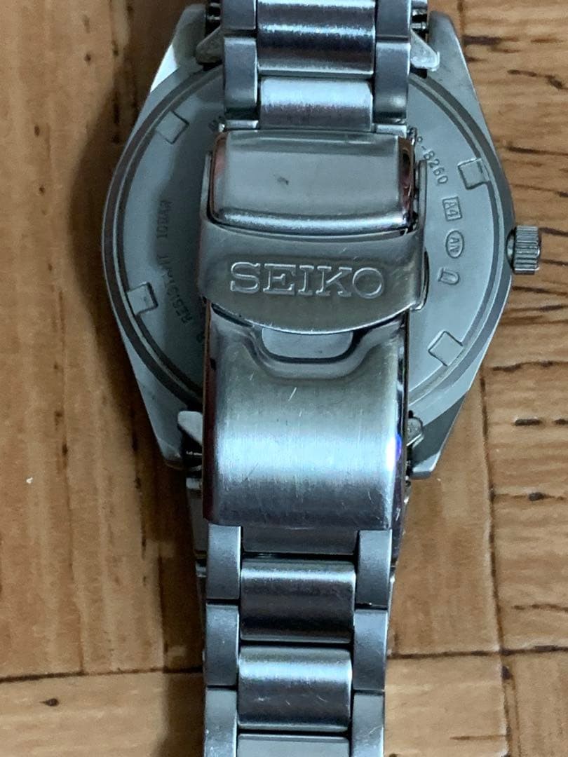 Seiko 7N42-8260 Analog Silver Military Quartz Watch Used Authentic