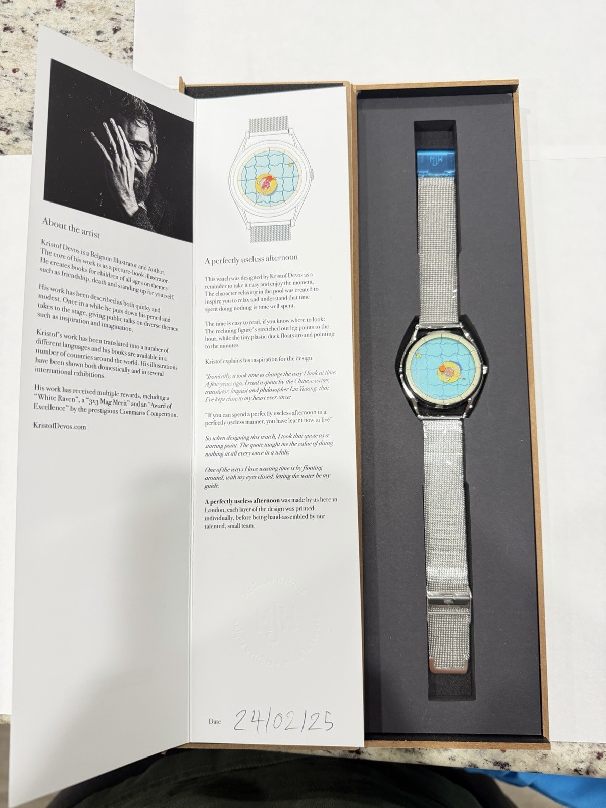 Mr. Jones Watches “A perfectly useless afternoon” Quartz Milanese Bracelet 2025