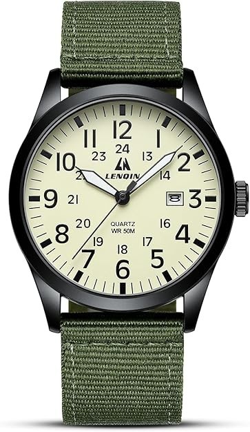 Men’s Military Sport Watch Nylon Strap Luminous Analog Quartz Waterproof Casual