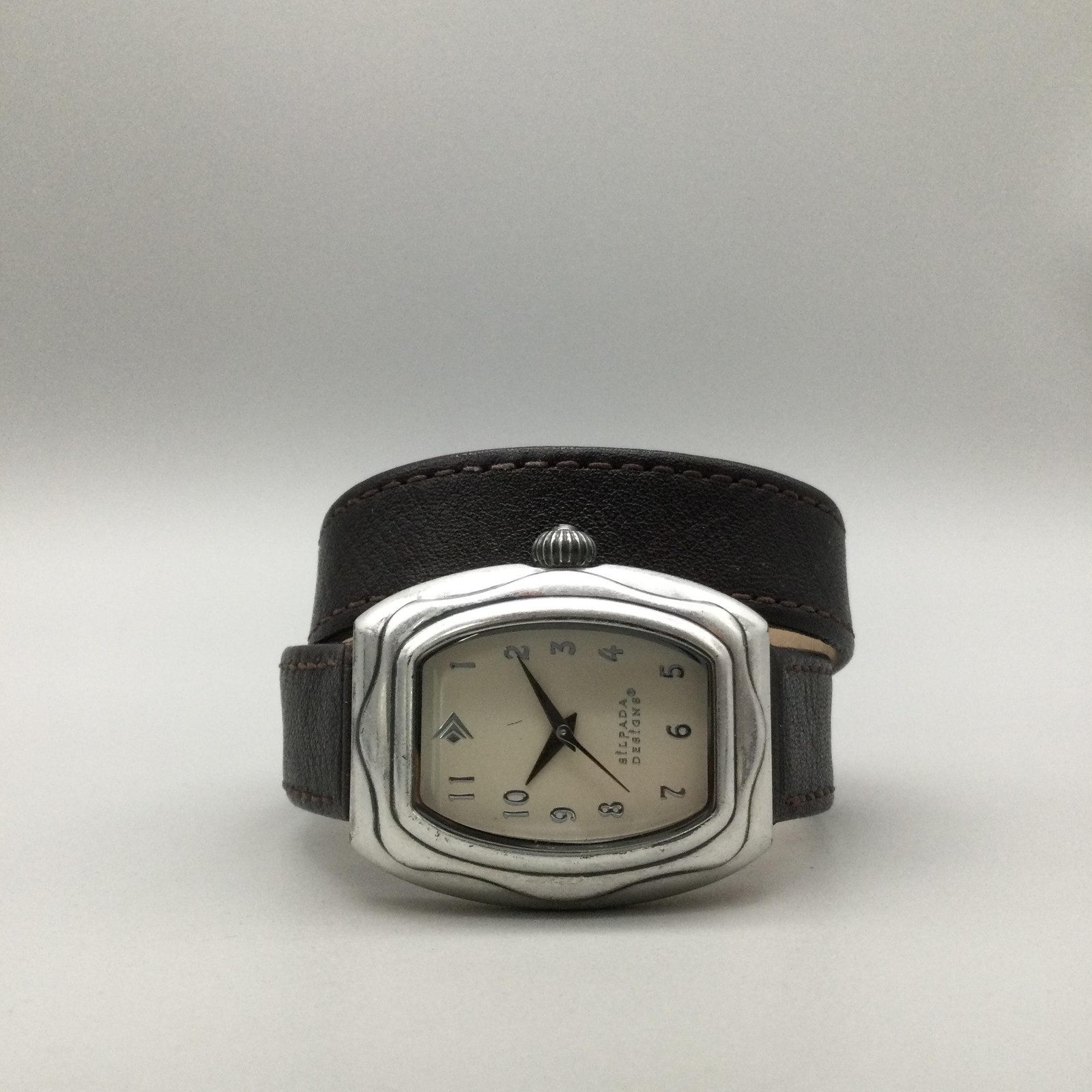 Silpada Designs Womens Watch 29mm Silver Tone Brown Leather Wrap New Battery