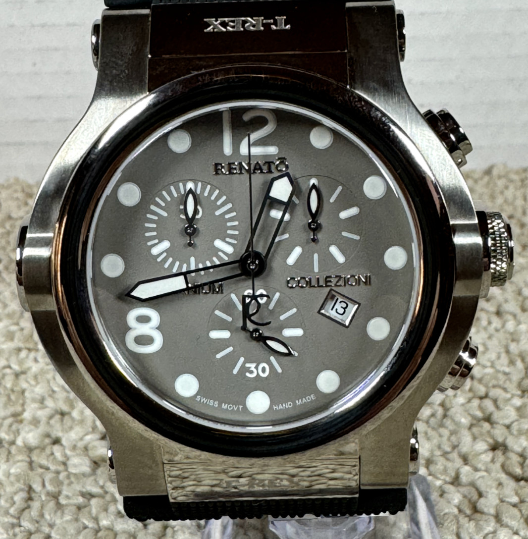 VTG. Renato T-Rex Mens Swiss Chronograph Diver Watch Titanium Onyx New in Box