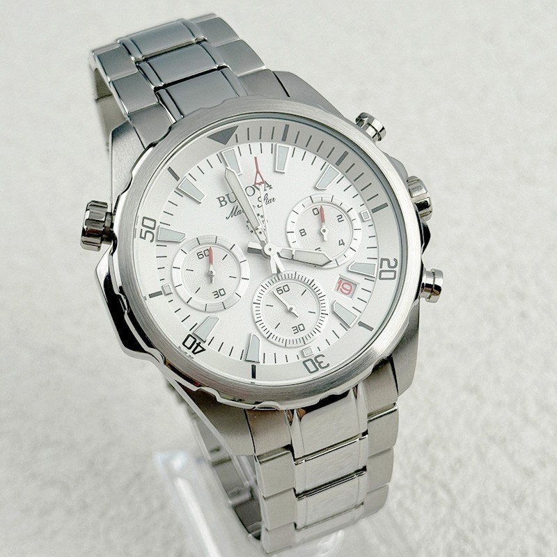 Bulova Marine Star White Dial Chronograph Men’s Quartz Watch 43MM 96B255