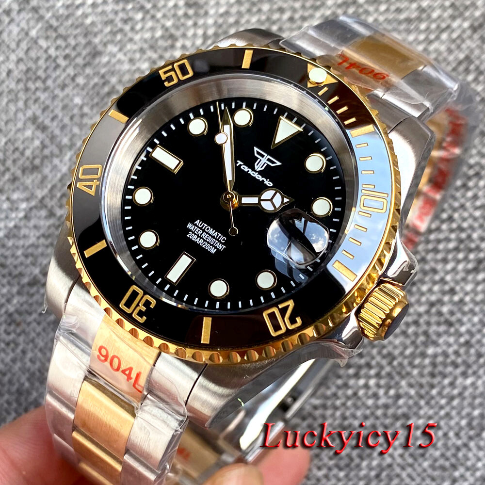 Tandorio 40mm 20ATM Black Dial Japan NH35 Automatic Mens Watch Sapphire Glass