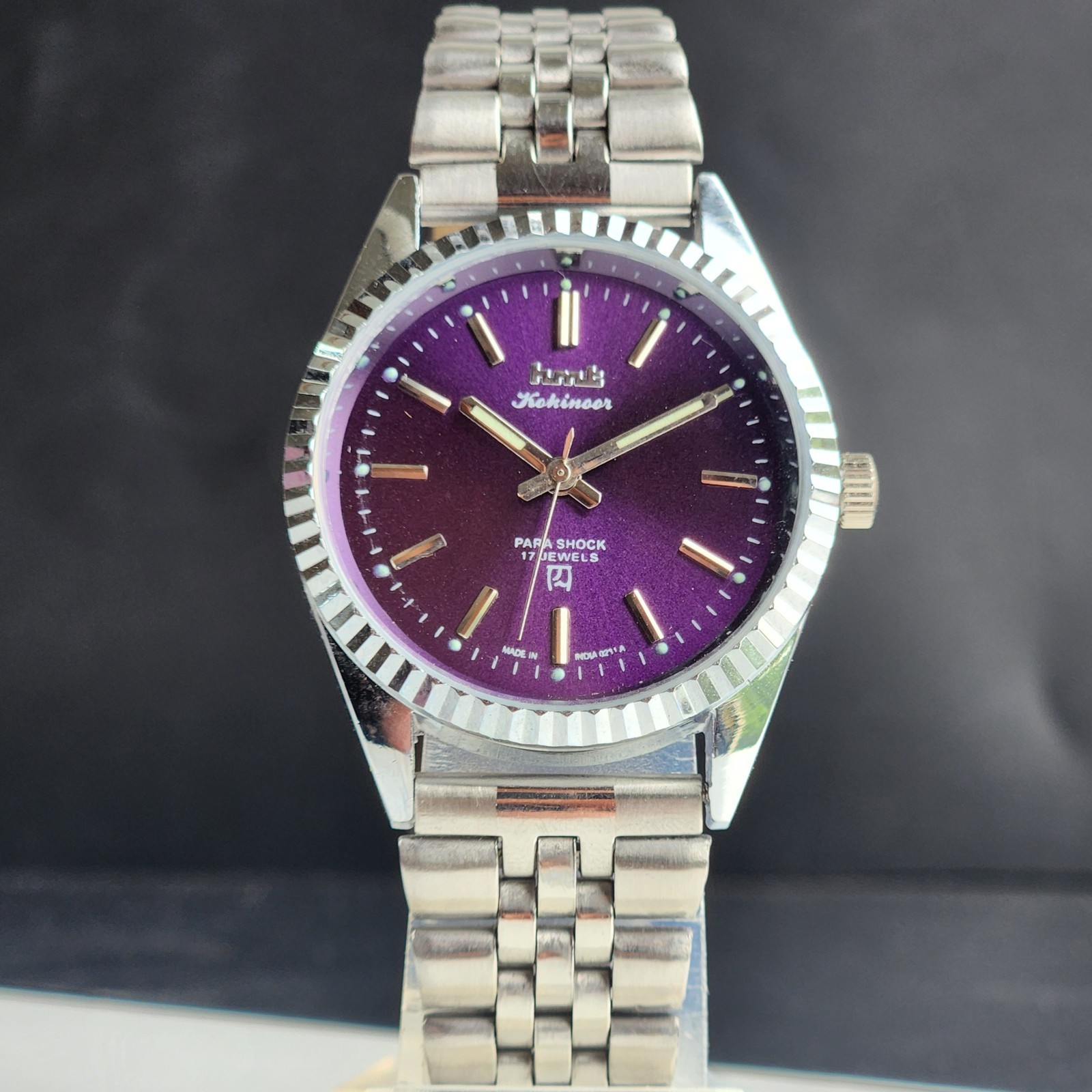 Vintage HMT Kohinoor Fluted Bezel Mechanical Hand Winding Wrist Watch A18