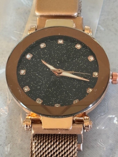 LOT 6 Women Starry Blk/Bronze/Red/Purple/Blue/Rose Gld Mesh Watch Magnetic Band