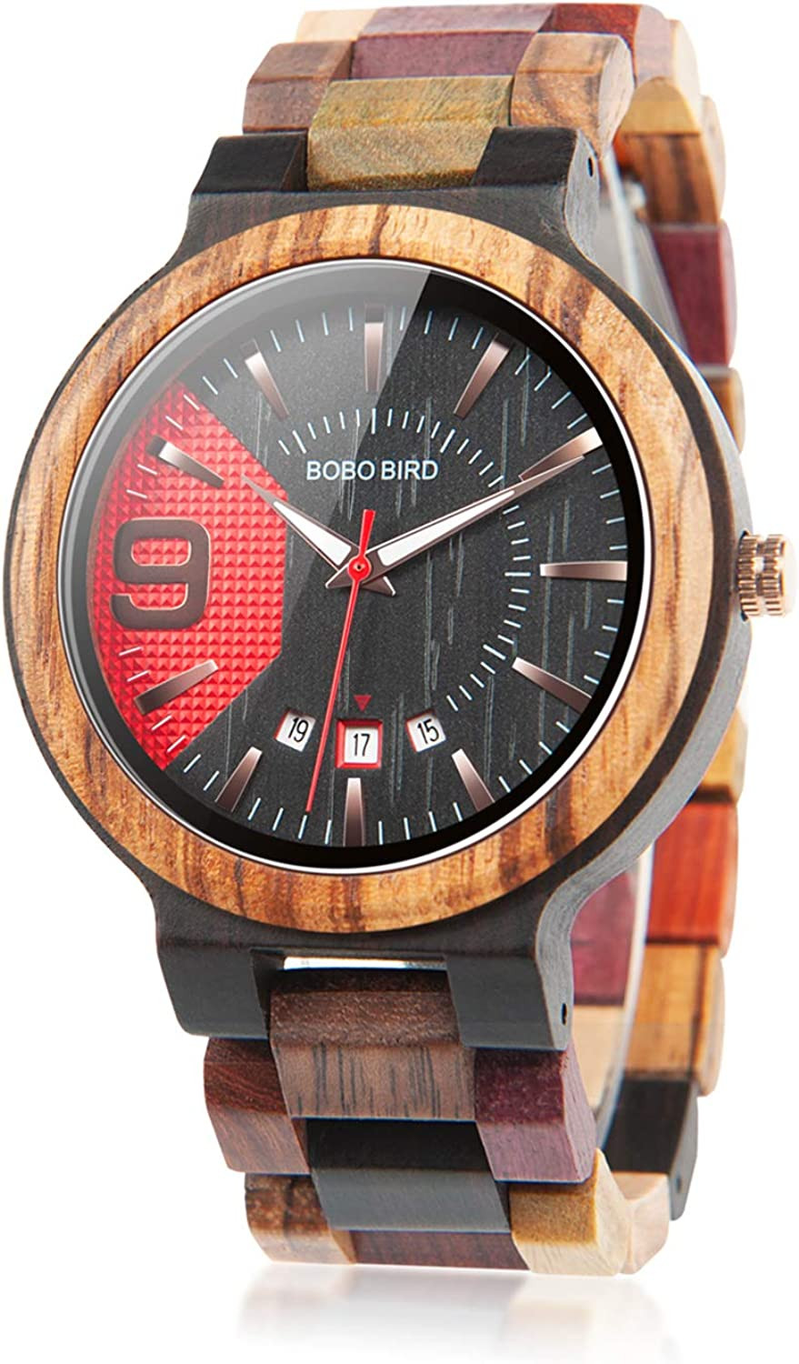 Luxury Wooden Men’S Wristwatch Bobo bird brand Colorful Handmade Analog Watches