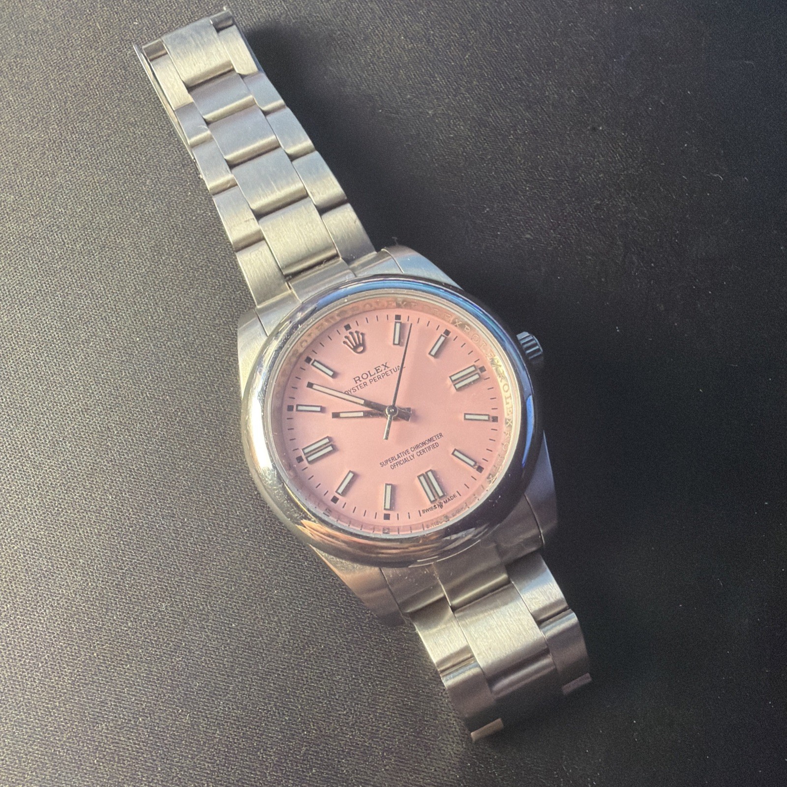 Rolex Oyster Perpetual 34mm Candy Pink Dial Steel Automatic Watch 5500 Year 1968