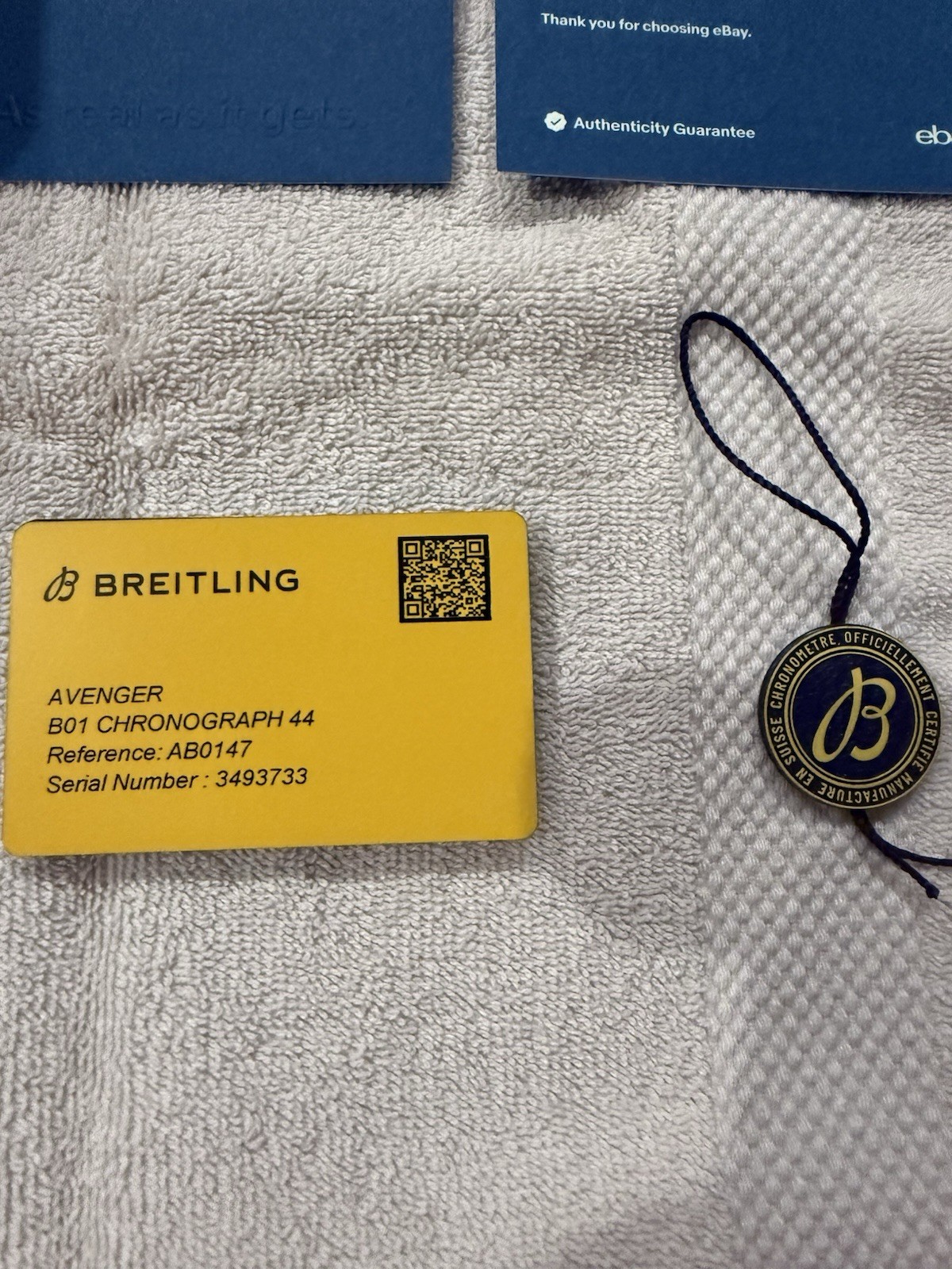 Breitling Avenger B01 Chronograph 44 Blue Dial Auto SS Bracelet Box Papers