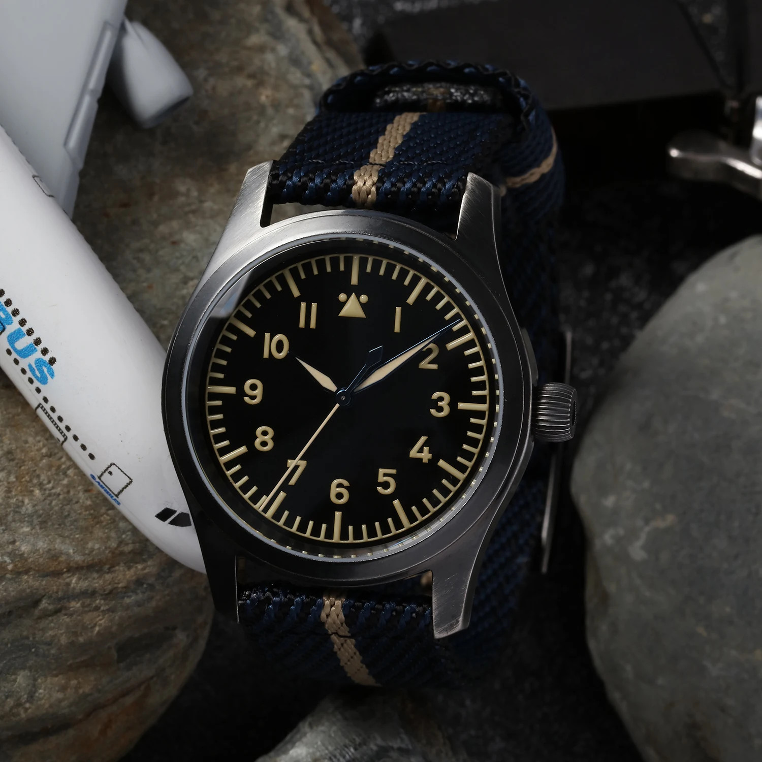 38mm Pilot Watch VH31 Quartz Type A B Dial Sapphire Crystal 100M Waterproof