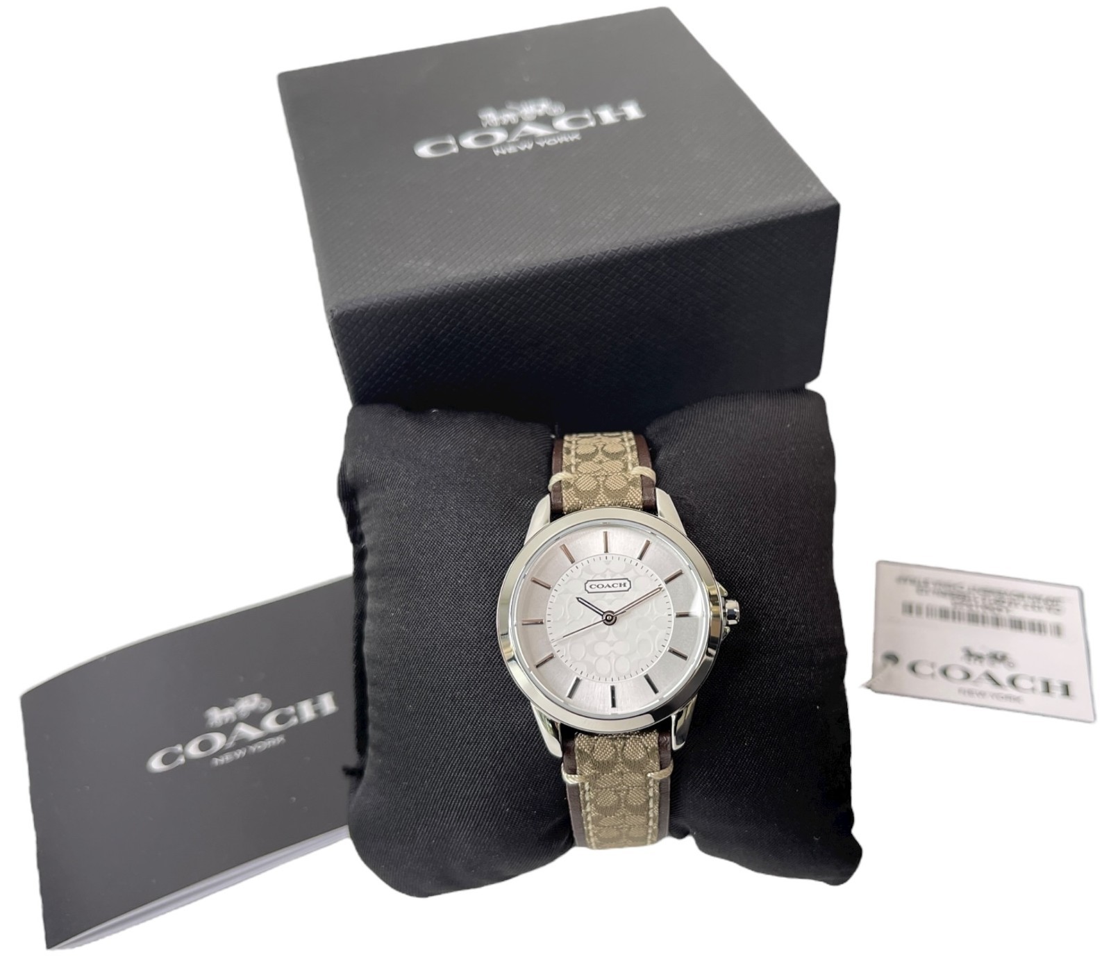 Coach New York 14501525 Stainless Steel w/ Genuine Leather Band Ladies Watch NEW