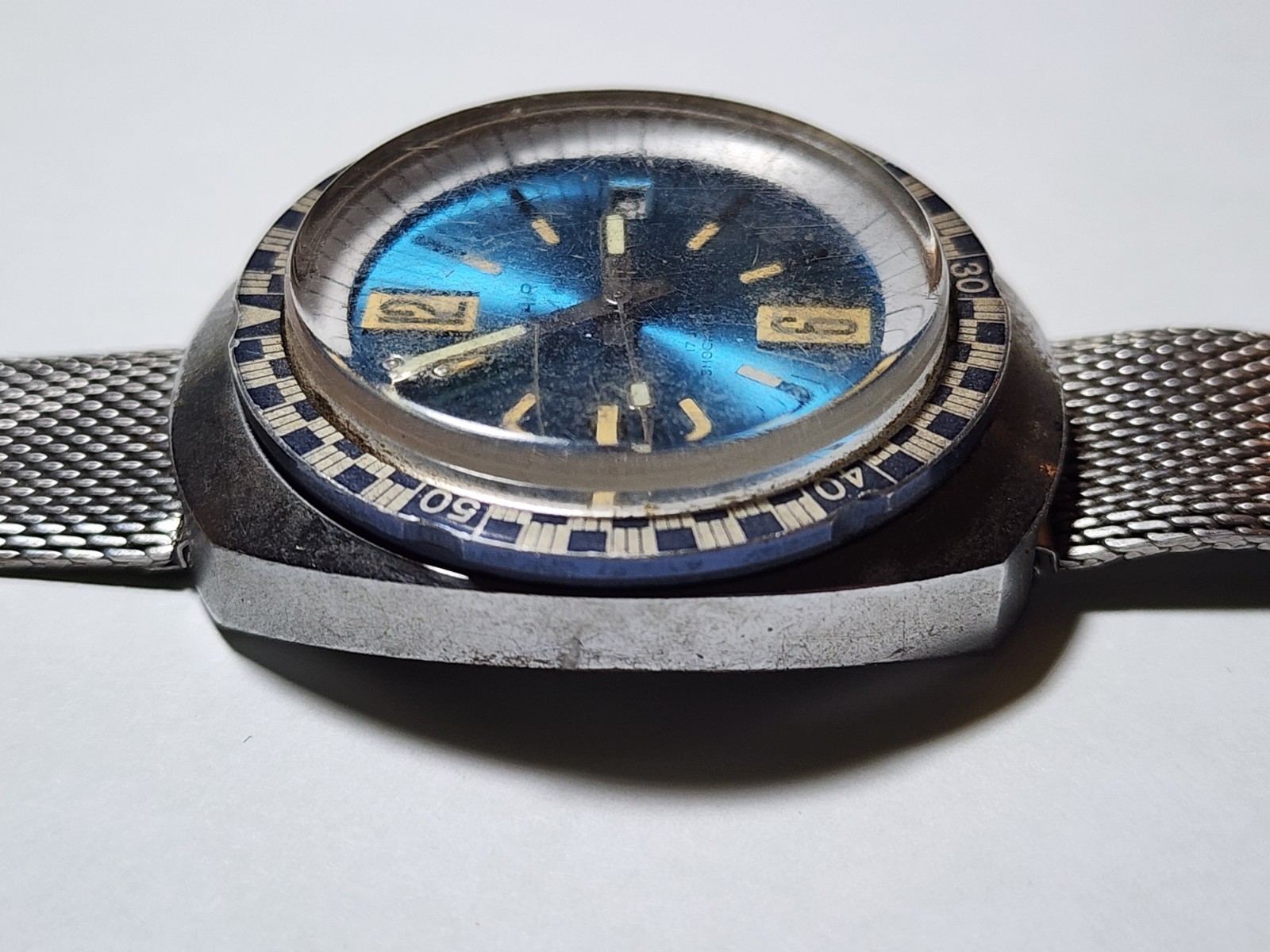 VTG 60s BELAIR Seapearl 600 Divers Watch Checkerboard Bezel Rare WORKS!