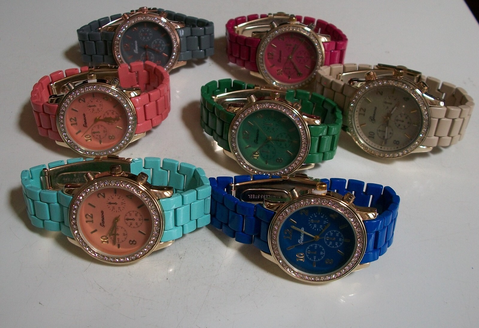 Women Stone Gray, Pink, Coral, Mint, Blue,Beige Bracelet Boyfriend Fashion Watch