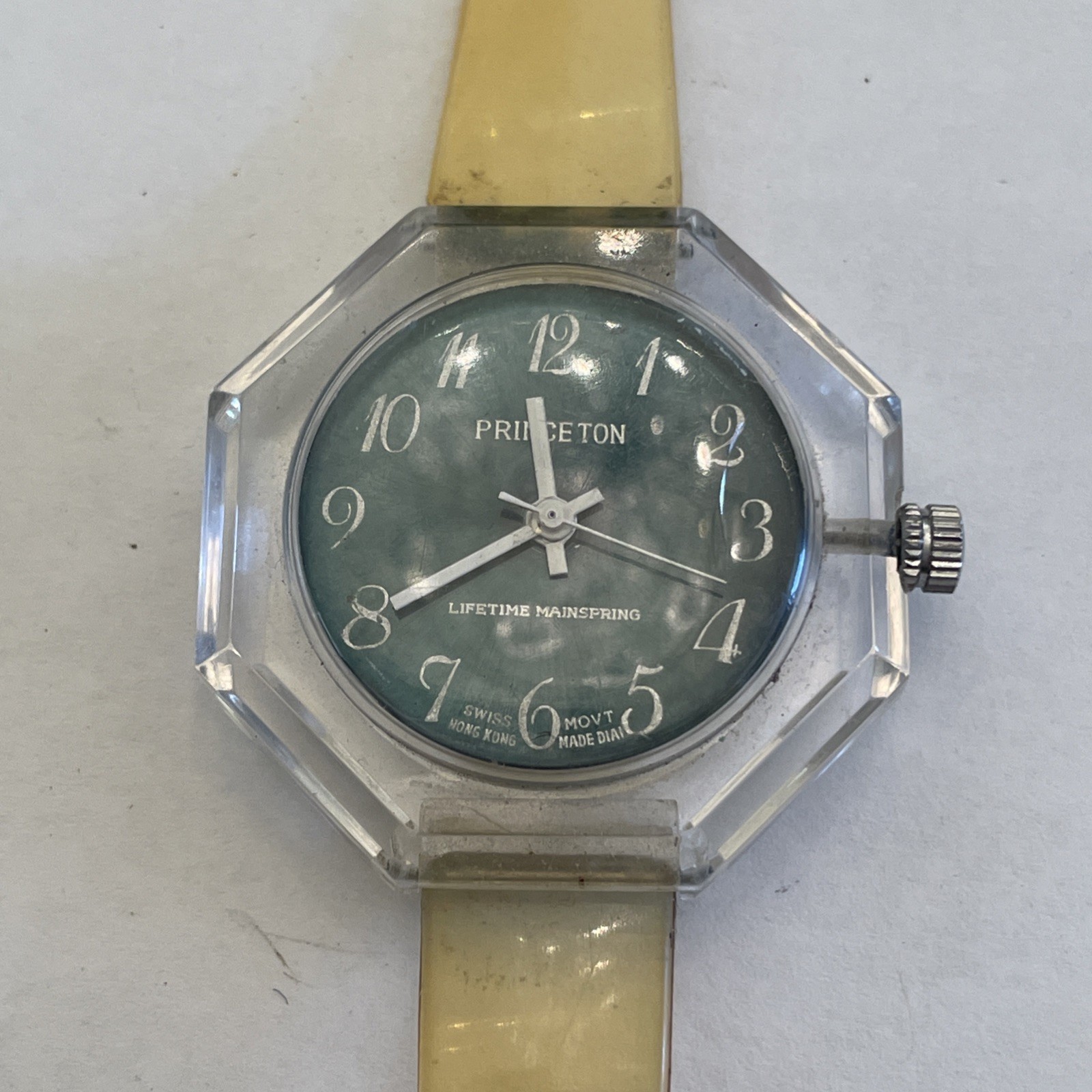 Princeton 1 Jewel Lifetime Mainspring Wind Up Skeleton Watch Runs Keeps Time VTG