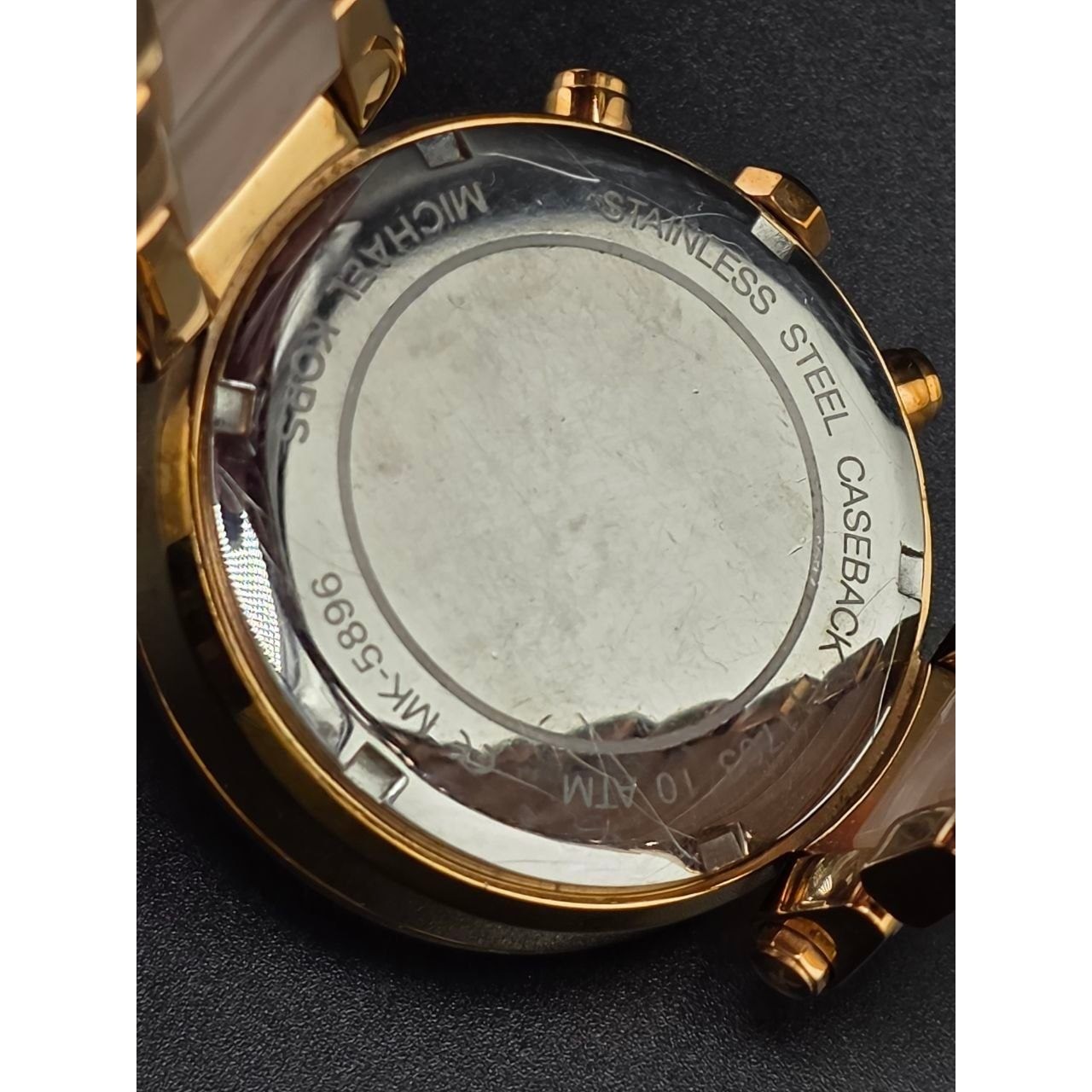 Michael Kors MK-5896 Parker Rose Gold Tone Blush Acetate Watch 051/012