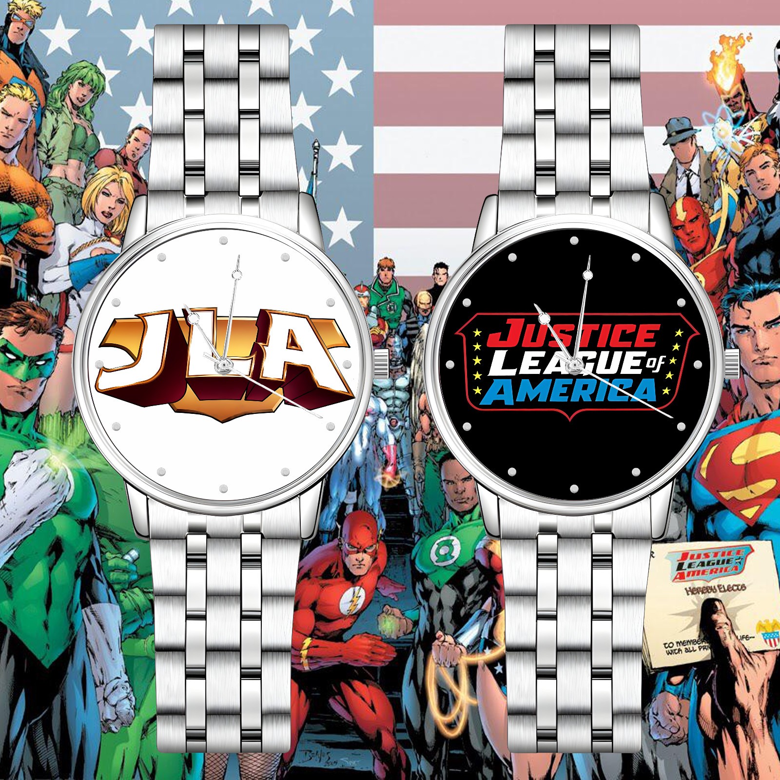 Justice League of America Logo Engraved Wristwatch