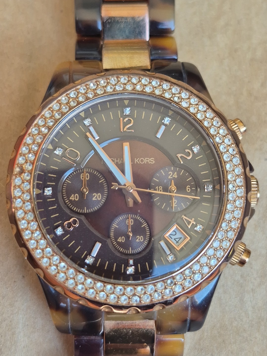 Michael Kors MK-5416 Two Tone Crystals Bezel Chronograph Women’s Watch