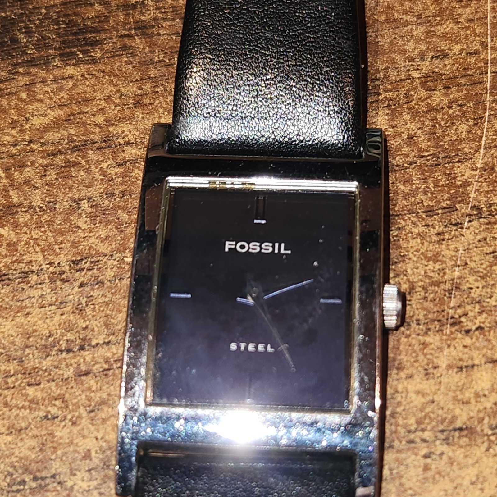 Fossil Arkitekt FS-2694 Unisex Tank Watch 25mmX31mm Blue Gray Dial Black Leather