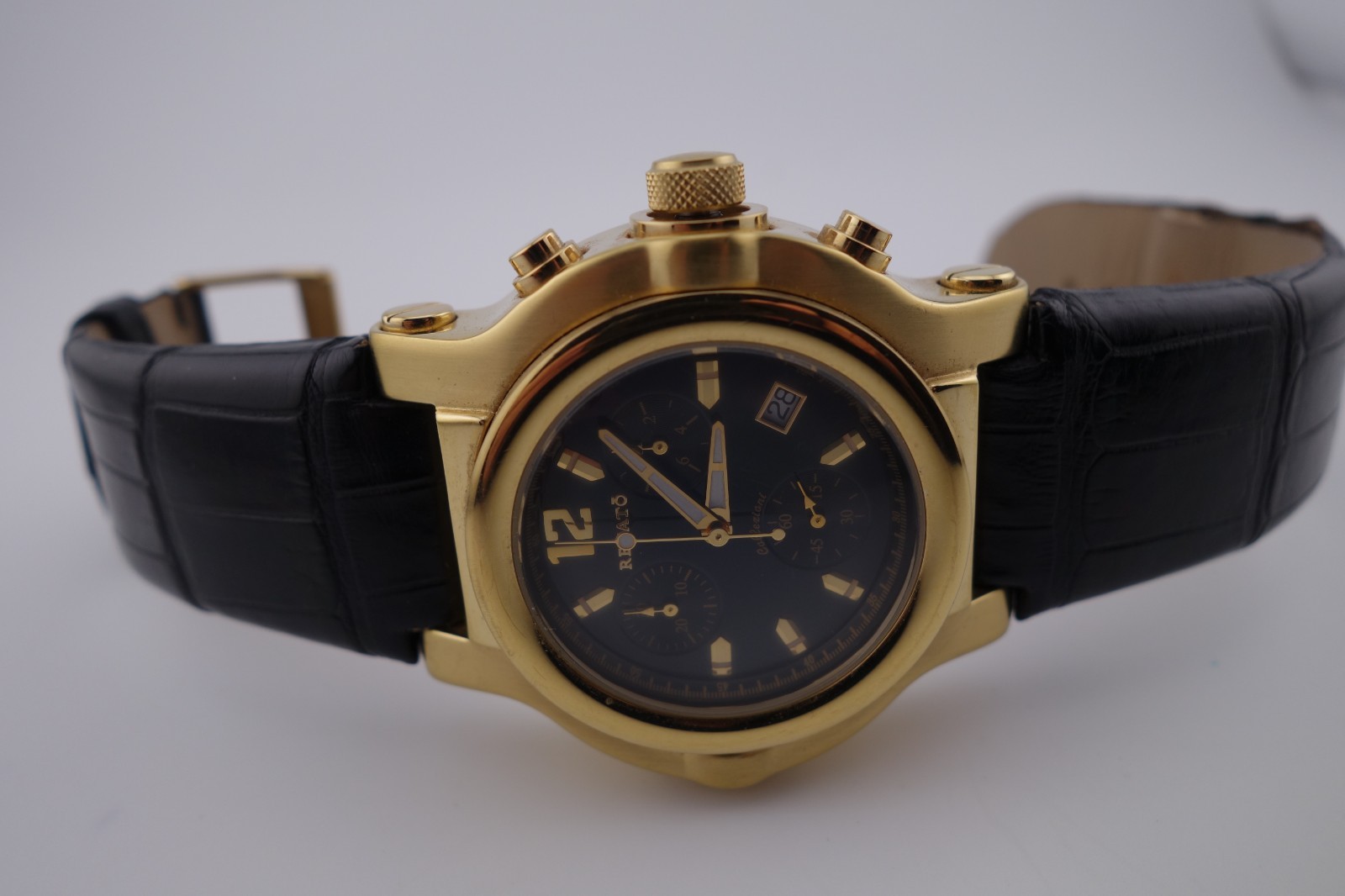 Renato CLASSIC BEAST, Swiss ETA Chrono Movement, Black Dial on Alligator Strap