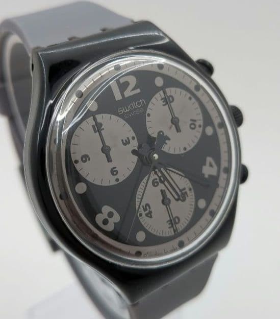 Swatch CHRONO MOONSHADOW SCB110 Analog Watch Black Quartz Used More Features