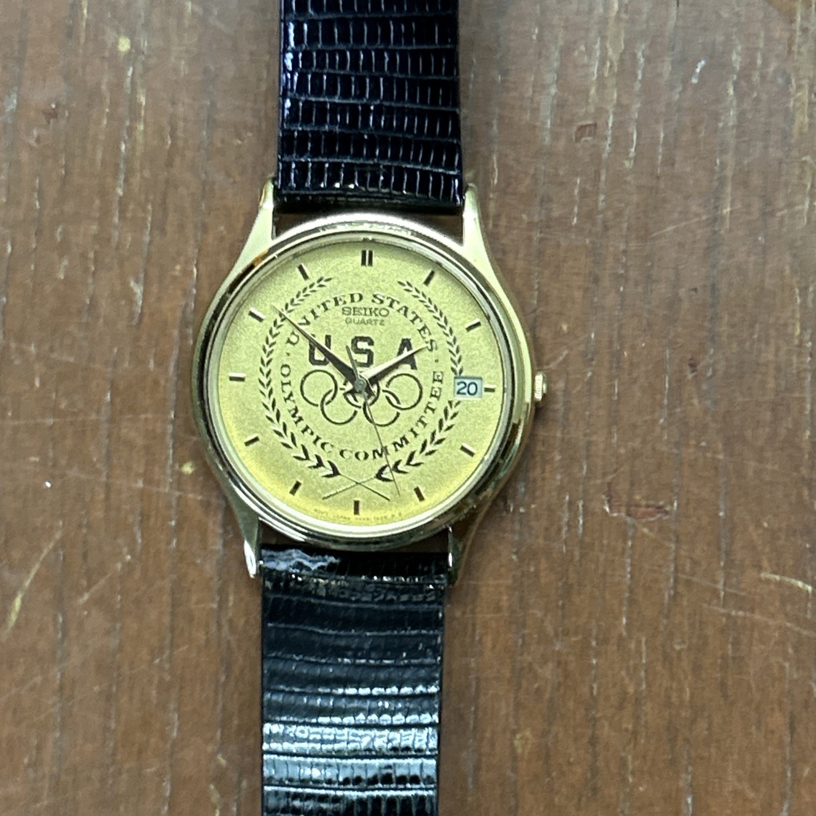 SEIKO 1992 Barcelona United States Olympic Committee Quartz Watch Lizard Band