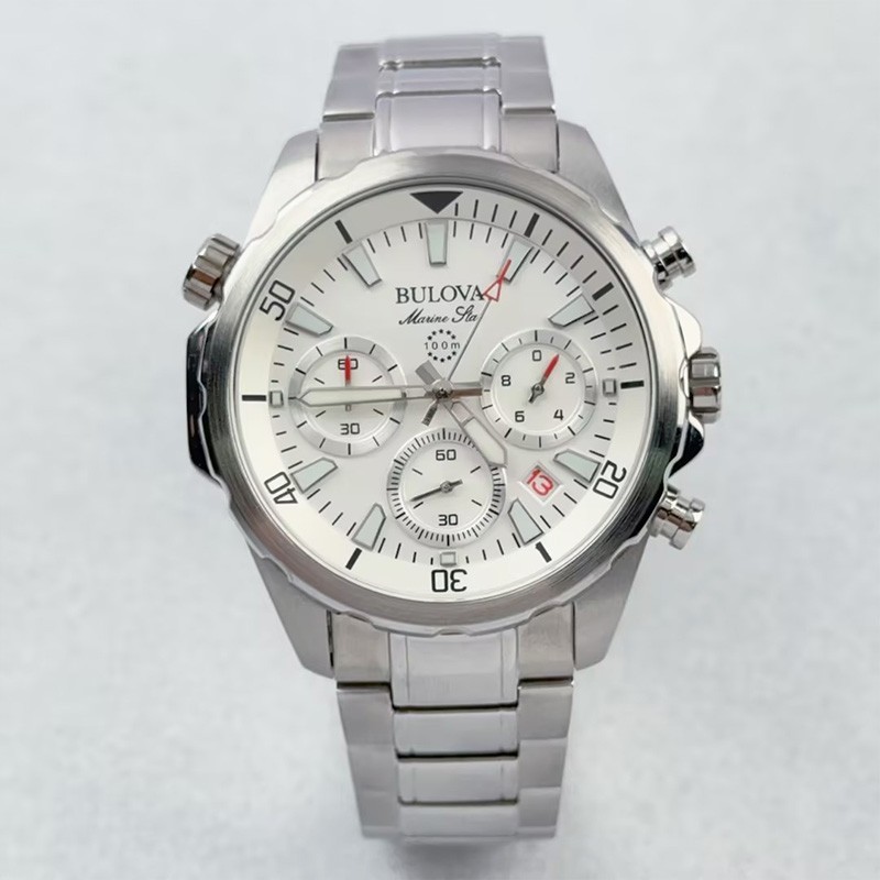 Bulova Marine Star Series B 96B255 White Dial Men’s Quartz Watch 43mm